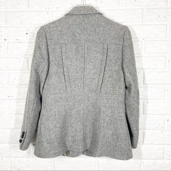 100% VIRGIN WOOL Vintage Grey Academic Style pea coat | Full button up lined - Picture 5 of 9